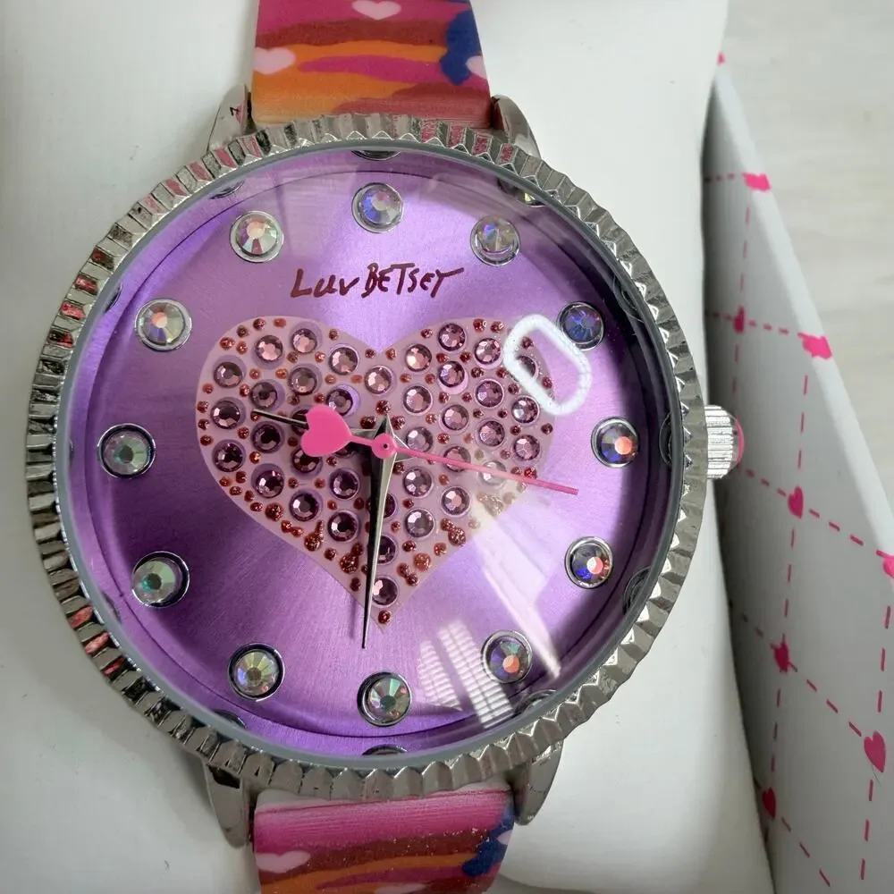 New Women’s Luv Betsey By Betsey Johnson Heart Dial Watch